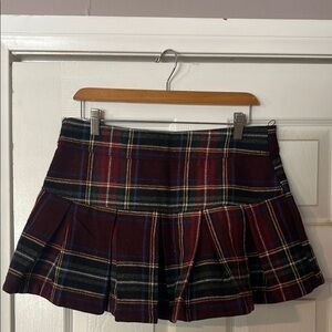 Abercrombie & Fitch Red and Green Mini Skater Skirt